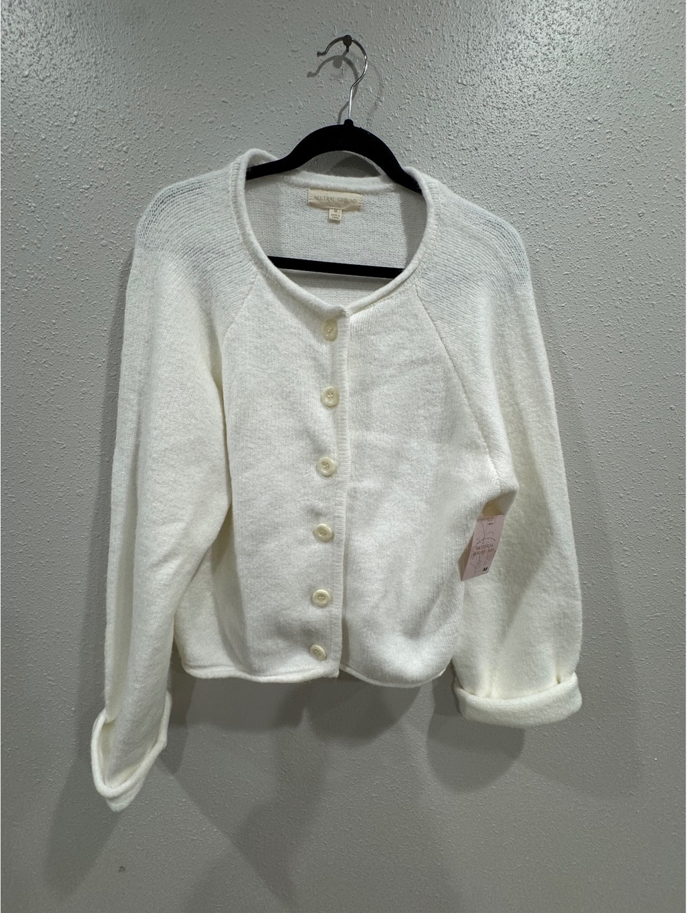 Neutral Ground Juliette Cardigan Cloud White Button Front Sweater Medium